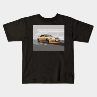 NISSAN SKYLINE R32 GTR V-SPEC II BNR32 TUNED 650R TOP SECRET SMOKEY NAGATA ART Kids T-Shirt